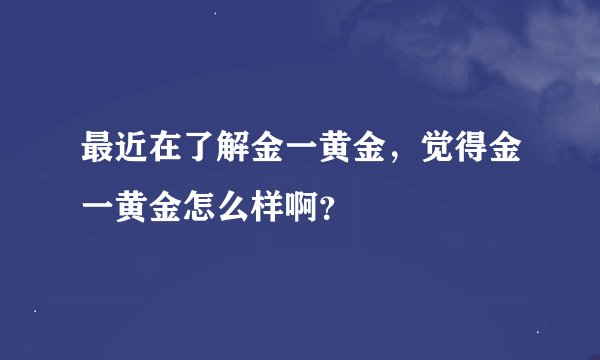 最近在了解金一黄金，觉得金一黄金怎么样啊？