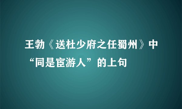 王勃《送杜少府之任蜀州》中“同是宦游人”的上句