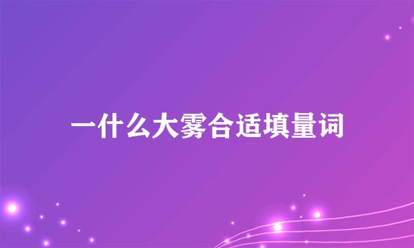 一什么大雾合适填量词