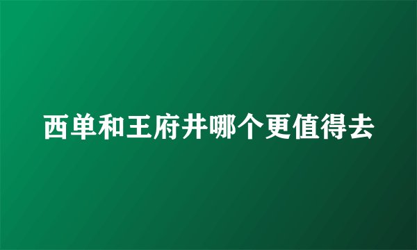 西单和王府井哪个更值得去