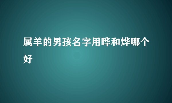 属羊的男孩名字用晔和烨哪个好