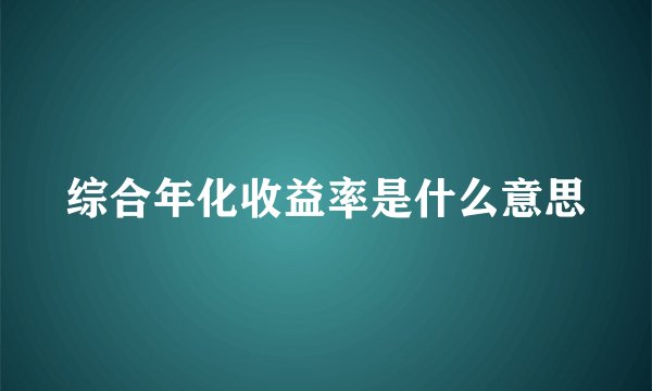 综合年化收益率是什么意思