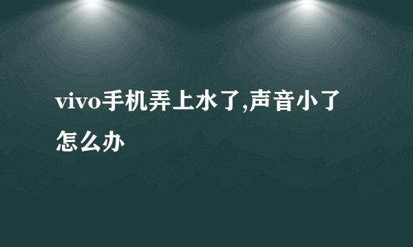 vivo手机弄上水了,声音小了怎么办