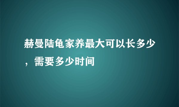 赫曼陆龟家养最大可以长多少，需要多少时间