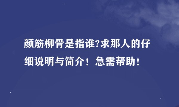 颜筋柳骨是指谁?求那人的仔细说明与简介！急需帮助！