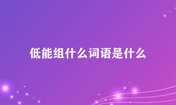 低能组什么词语是什么
