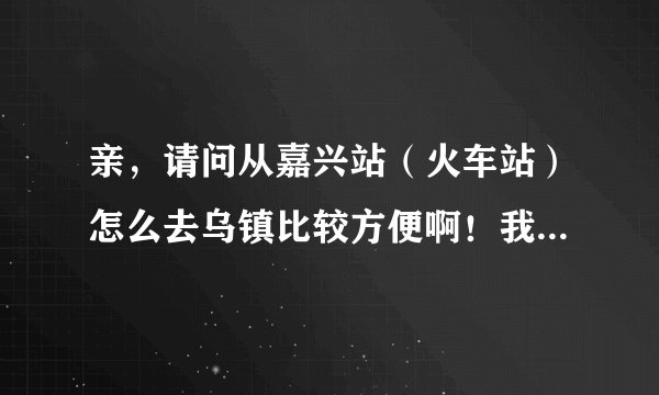 亲，请问从嘉兴站（火车站）怎么去乌镇比较方便啊！我是外地的，求大神们解答啊，十分感谢！
