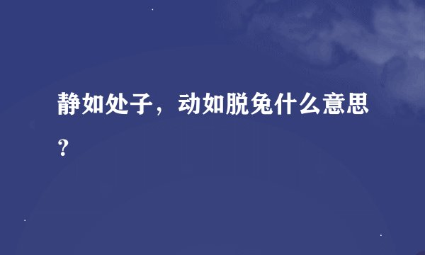 静如处子，动如脱兔什么意思？