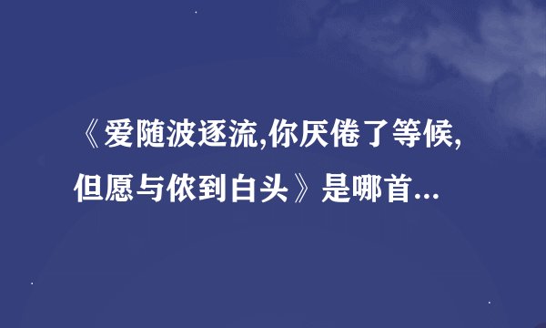 《爱随波逐流,你厌倦了等候,但愿与侬到白头》是哪首歌的歌词.