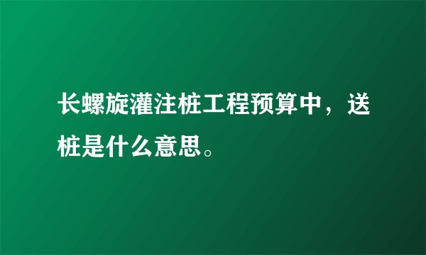 长螺旋灌注桩工程预算中,送桩是什么意思。