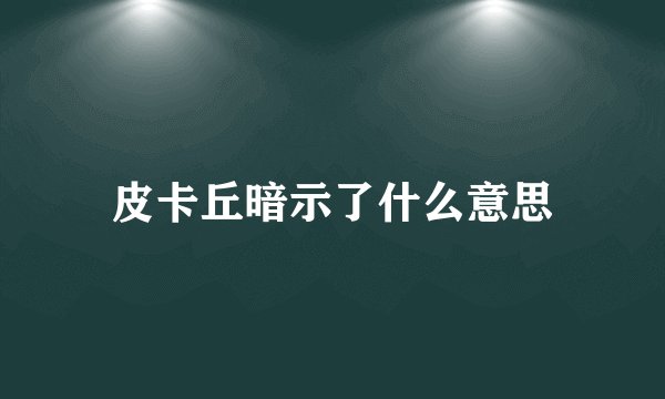 皮卡丘暗示了什么意思