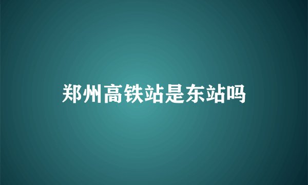 郑州高铁站是东站吗