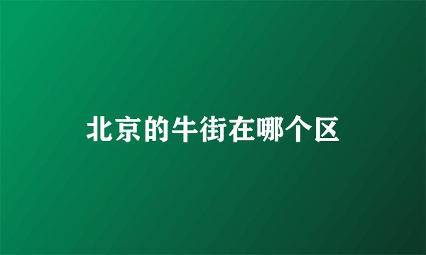 北京的牛街在哪个区