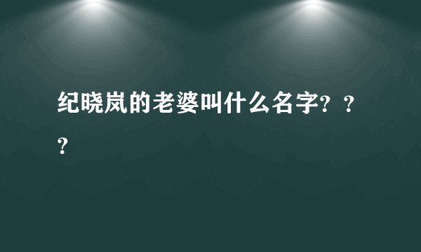 纪晓岚的老婆叫什么名字？？？