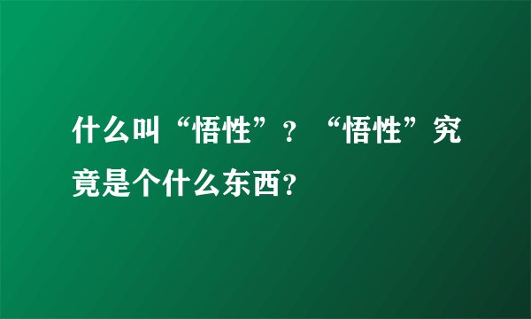 什么叫“悟性”？“悟性”究竟是个什么东西？
