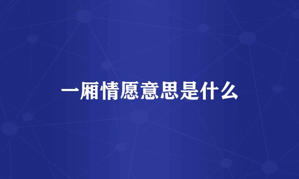 一厢情愿意思是什么