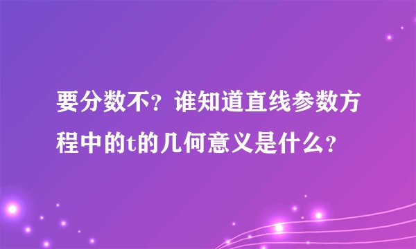 要分数不？谁知道直线参数方程中的t的几何意义是什么？