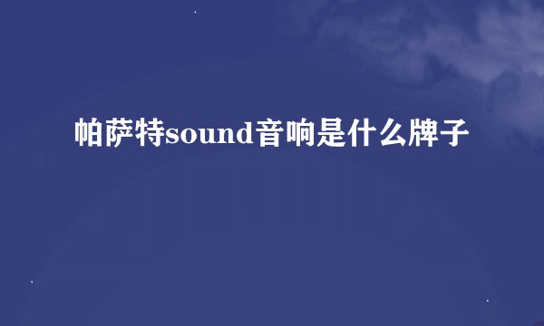 帕萨特sound音响是什么牌子