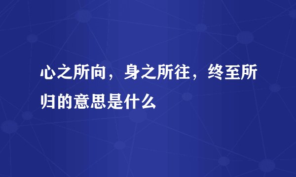 心之所向，身之所往，终至所归的意思是什么