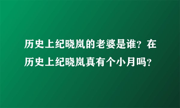 历史上纪晓岚的老婆是谁？在历史上纪晓岚真有个小月吗？