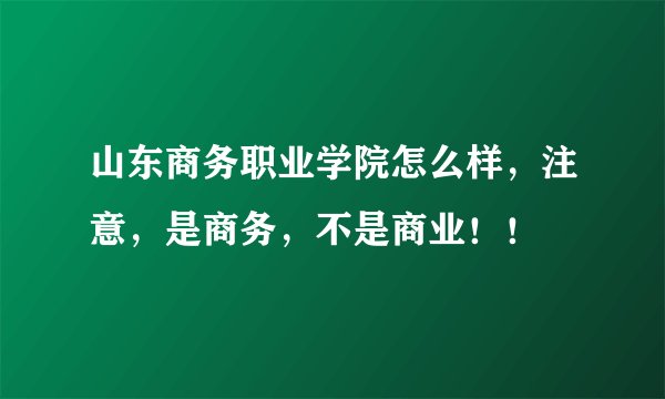 山东商务职业学院怎么样，注意，是商务，不是商业！！
