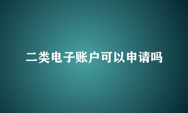 二类电子账户可以申请吗