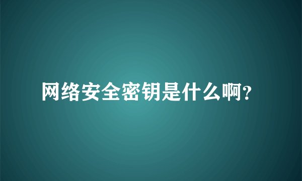 网络安全密钥是什么啊？