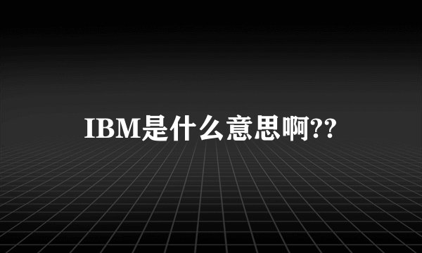 IBM是什么意思啊??