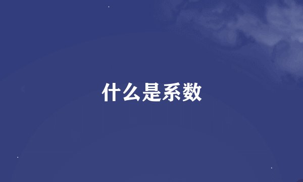 什么是系数