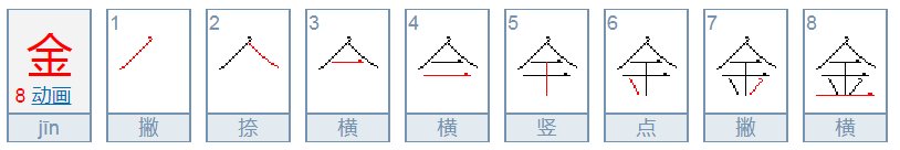 金字的金的笔顺
