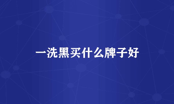 一洗黑买什么牌子好