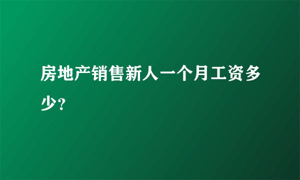 房地产销售新人一个月工资多少？