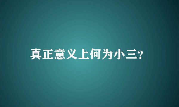 真正意义上何为小三？