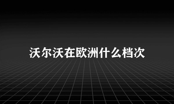 沃尔沃在欧洲什么档次