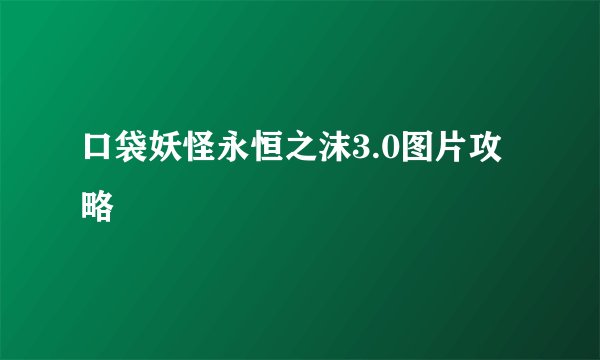 口袋妖怪永恒之沫3.0图片攻略
