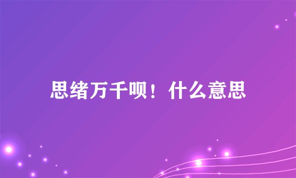 思绪万千呗！什么意思