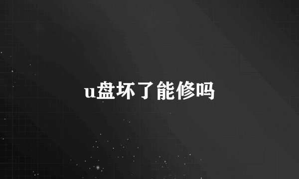u盘坏了能修吗