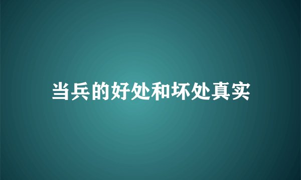 当兵的好处和坏处真实