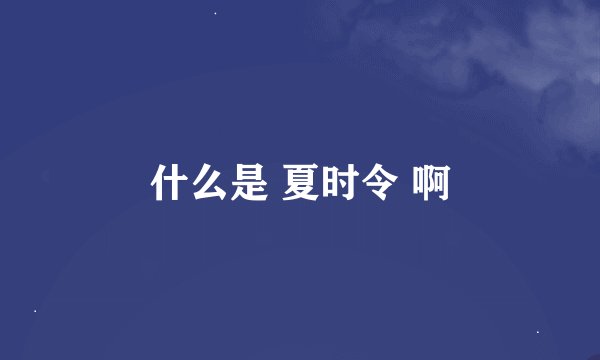 什么是 夏时令 啊