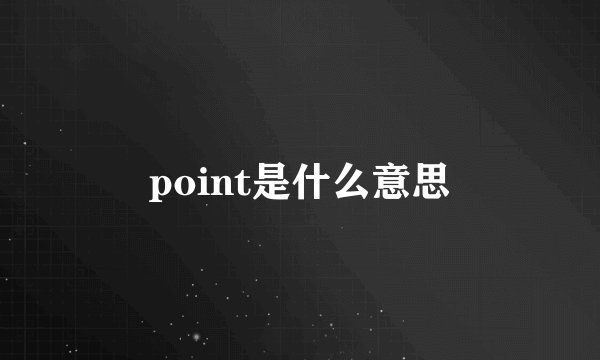 point是什么意思
