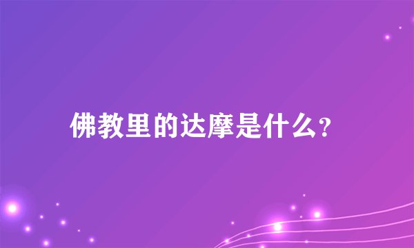 佛教里的达摩是什么？