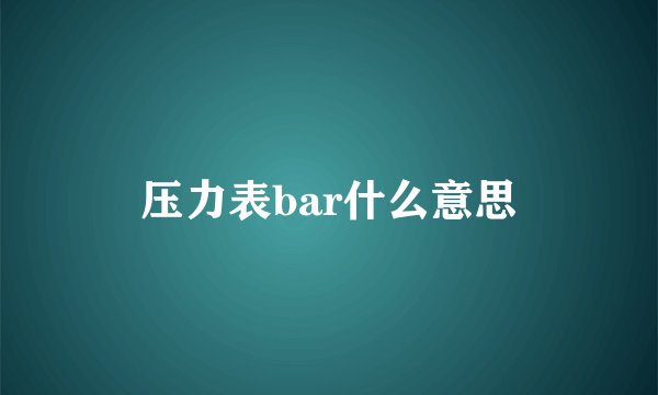 压力表bar什么意思