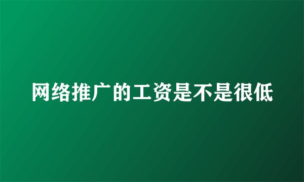 网络推广的工资是不是很低