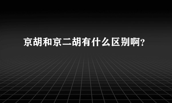 京胡和京二胡有什么区别啊？