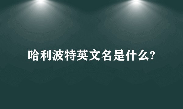 哈利波特英文名是什么?