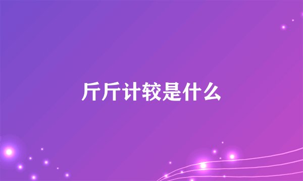 斤斤计较是什么