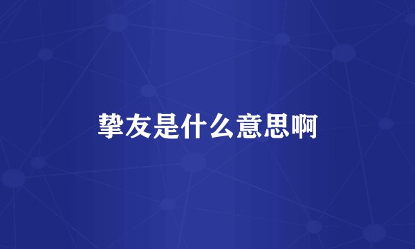 挚友是什么意思啊