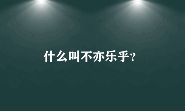 什么叫不亦乐乎？