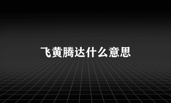 飞黄腾达什么意思