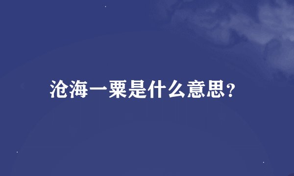 沧海一粟是什么意思？
